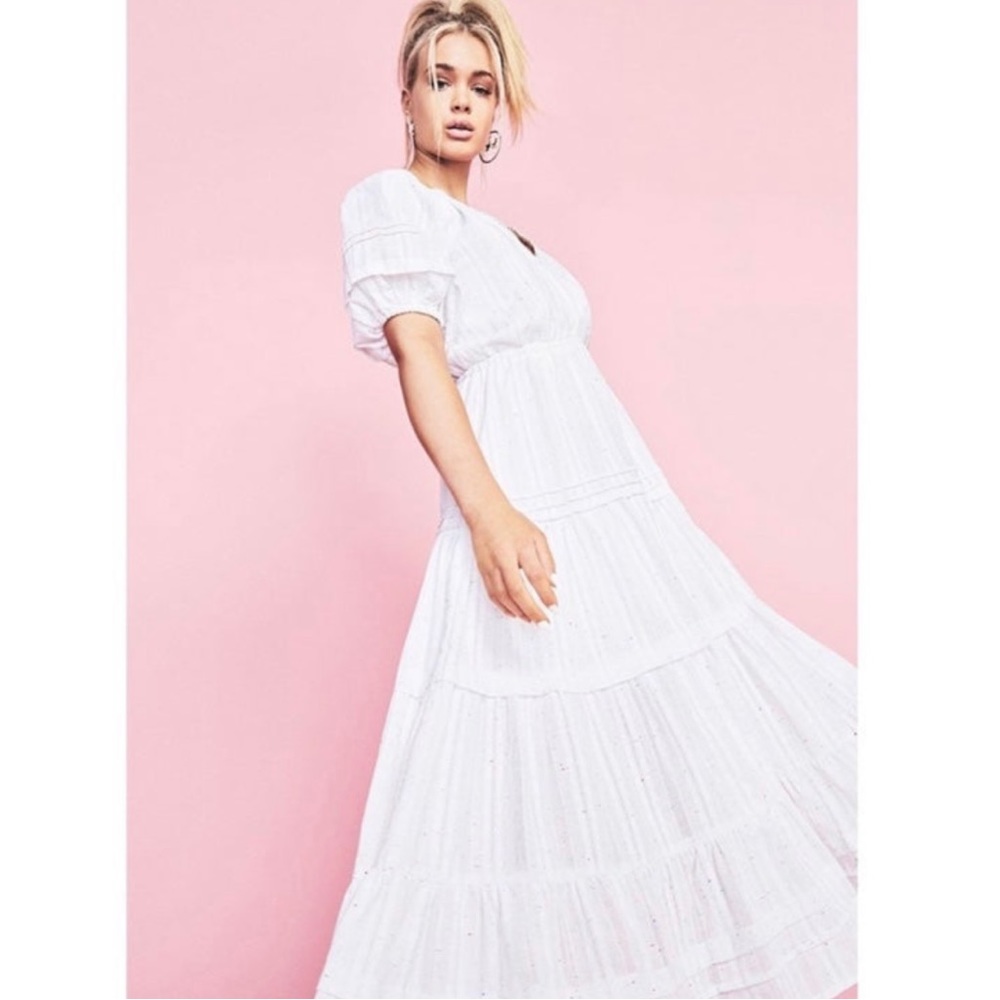 COPY - Betsy Johnson Snow White Speckle Tiered Midi Size XS - Picture 1 of 6